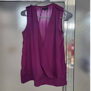 Banana Republic Wrap Style Sleeveless Shirt in Plum - Size XS